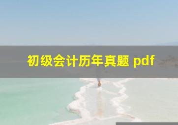 初级会计历年真题 pdf